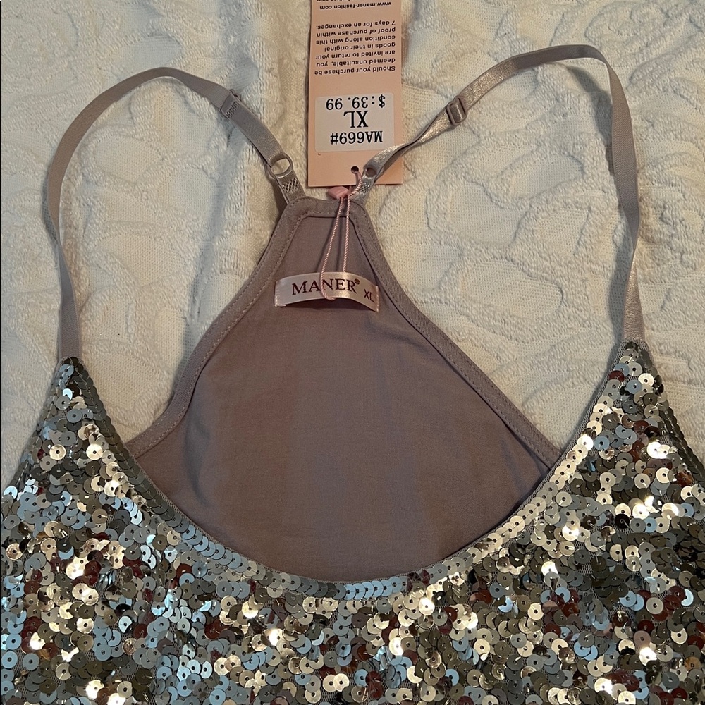 Glamorous Silver Sequin Camisole - Picture 2 of 6
